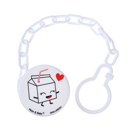 Holder for the nipple - dummy "love milk", on a chain, white color-2