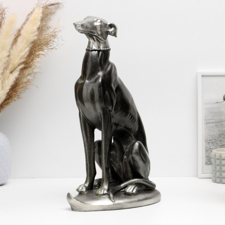 Figure "Dog Lord" silver, 35x25x15cm-1