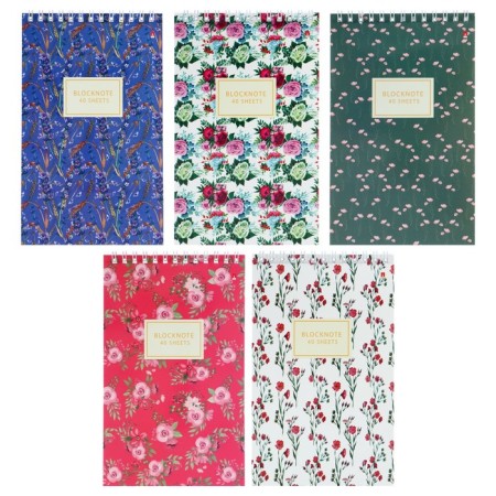 Notepad A5, 40 sheets on the crest "Flowers" Pattern, cover of laminated cardboard, block 55 g/m2, mix