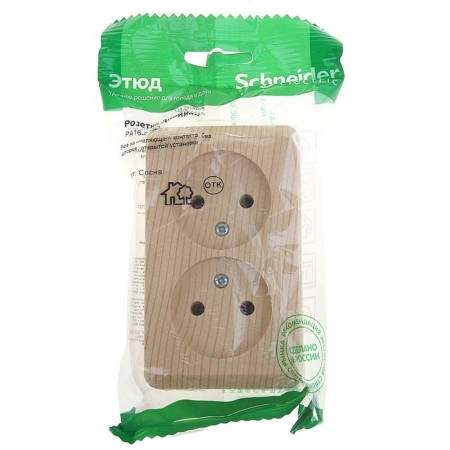 Schetode socket Sche PA16-005D, double, outer without salary, without curtains, pine color-2