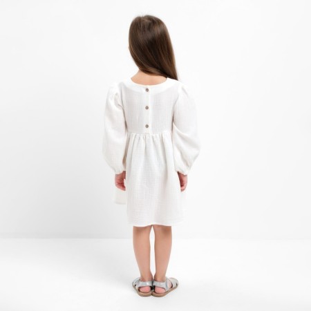 Children's dress with long sleeve KAFTAN "Muslin", size 26 (80-86 cm), white color-6