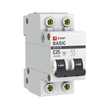 Automatic circuit breaker EKF MCB4729-2-2-25C 2P, 25A, 4.5ka