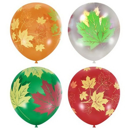 Latex ball 12 “Autumn leaves”, decorator (silk), 5 tbsp., Set of 5 pcs., Mix