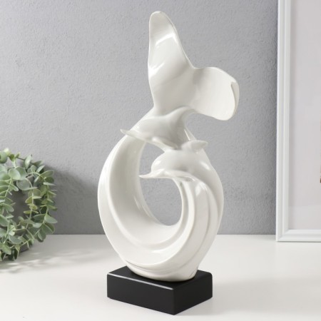 Souvenir Ceramics "Abstraction. Sea dolphins" White 9x18x40 cm-3
