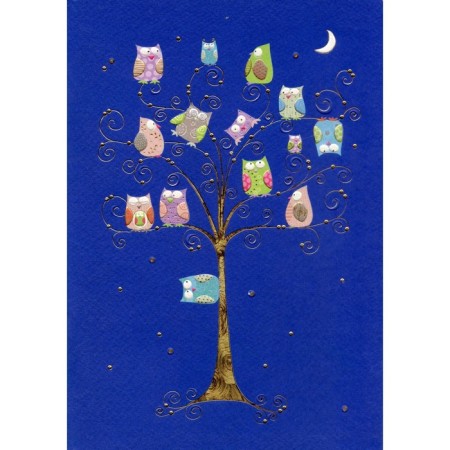 Turnowsky postcard "Owls on a tree at night", 16.7x11.8 cm