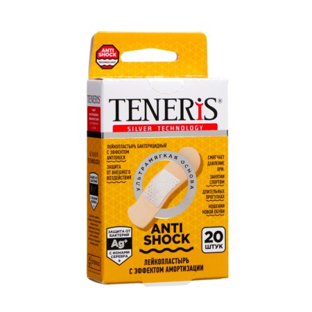 Bactericidal adhesive plaster Teneris Antishock with silver ions, on a polymer basis, 76x19