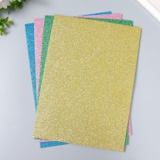 Soft color plastic with A4 sparkles, set 4 pcs