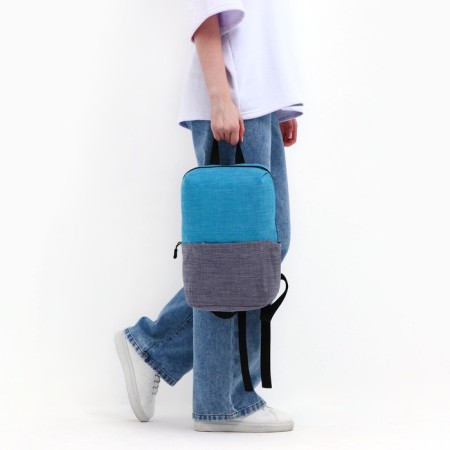 School backpack, lightning department, external pocket, blue/gray color-7