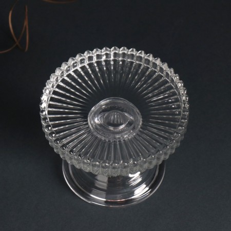 Glass of glass per 1 candle d = 8.5 cm "Horizontal pattern" transparent 9.5x9.5x7.5 cm-2