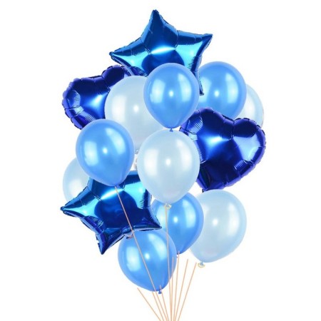 Foil ball 32 "Star", without pattern, metal, blue color-1
