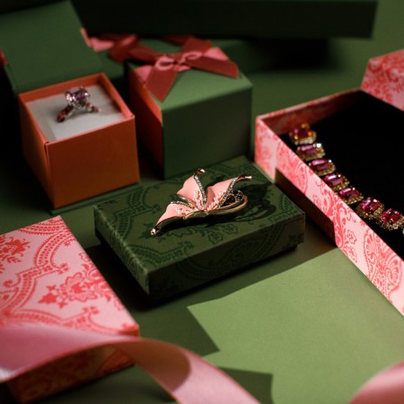 Brooch "Butterfly" Tenderness, white-pink color in pink gold-4