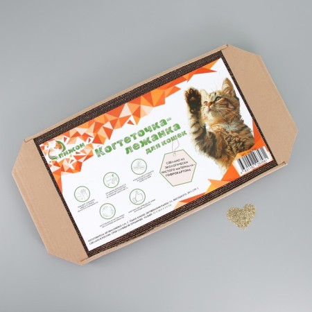 Claw-lane for cats from corrugated cardboard Kraft, 57 x 28.5 x 2.5 cm