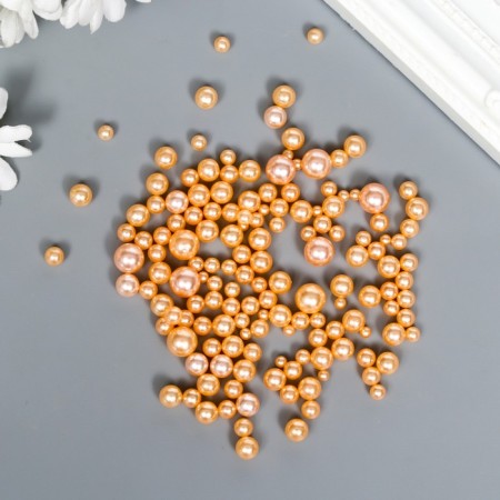 Decor for creativity plastic "Balls. Light apricot" d = 1.5-8 mm, set 10 grams