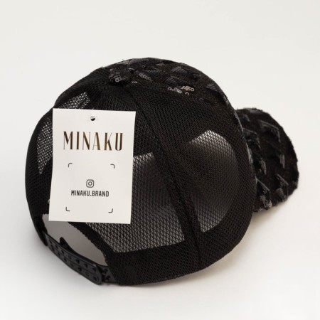 Women's cap minku with shiny inserts black color, rr 56-58-6