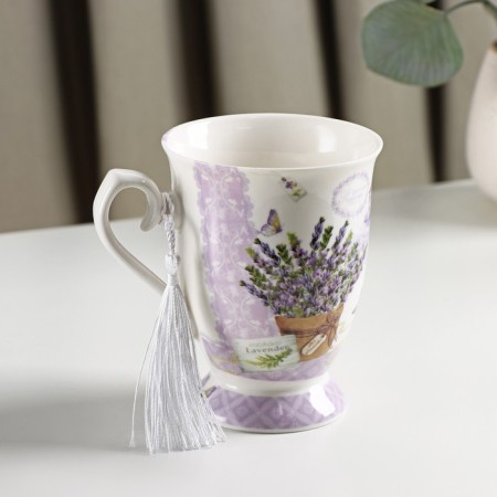 Ceramic mug in gift packaging "Bouquet of lavender", 320 ml, lilac color-2