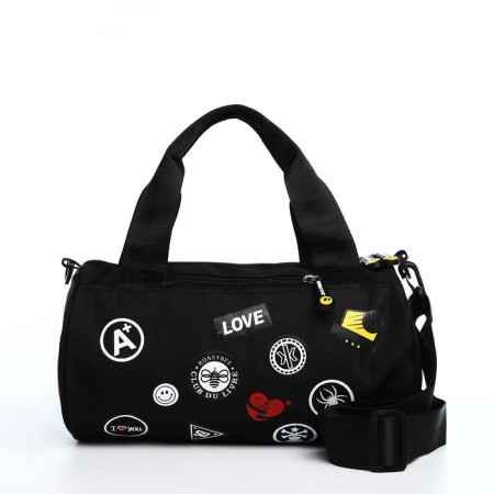 Youth bag with zipper, black color-1
