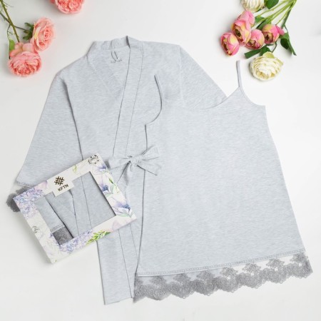 Female set (robe, shirt) KAFTAN, p. 48-50, gray-1