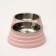 Metal dual bowl on a plastic base 2 x 160 ml, 25 x 14 x 5 cm, pink