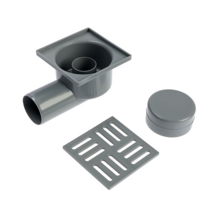 RTP ramp, horizontal, 100 x 100 mm, d = 50 mm, dry shutter, plastic grate, gray grate-4