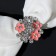 Ring for the “Bouquet” scarf from mini-flowers, white-pink color in silver