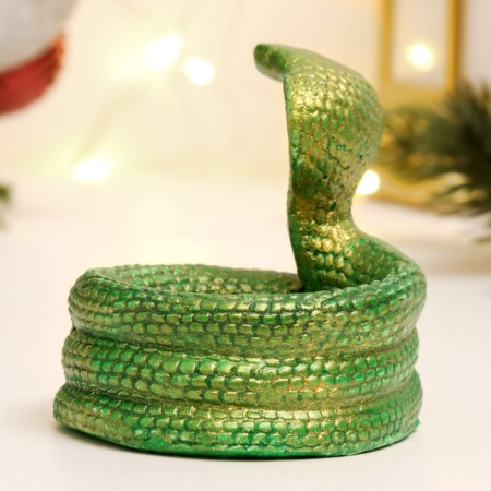 Snowstick "Snake of Cobra" Green with gilding, 8x5cm-2