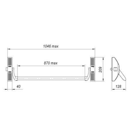 Pench-stroke Pressing with a latch 1700V for anti-Panic. Office. For 1-gaze, 2-barrel. Doors-1
