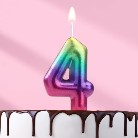 Candle in the cake "Watercolor", number 4, 5.5 cm