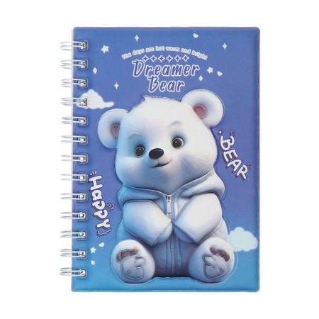 Notebook Gift Book on the comb 80l, line, color block, PVC cover 3D Bear (17.6x13.5cm) 105