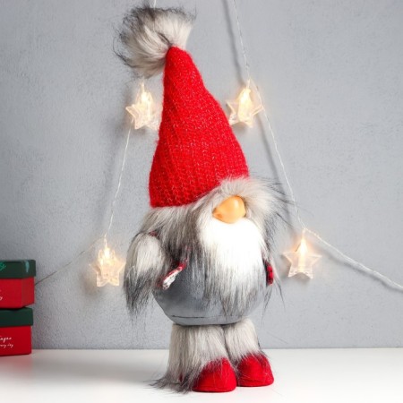 Interior doll "Santa Claus in a red cap with a fur bomb" 45x18x11 cm-1