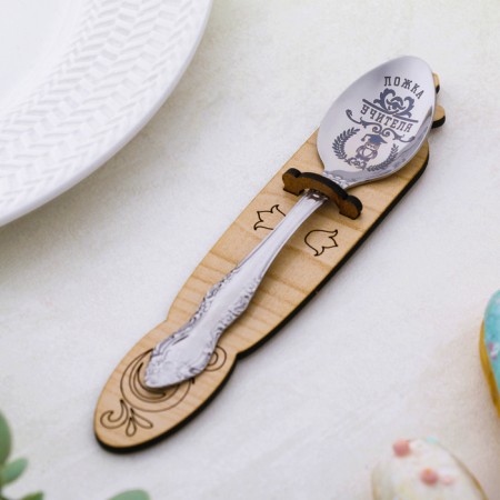 A teaspoon spoon with an engraving "teacher", h = 14cm.-1