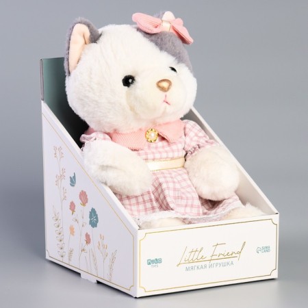 Soft toy "Little Friend", a cat in a pink dress-6