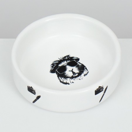Ceramic bowl for rodents "black and white" 80 ml 8.5 x 3 cm-3