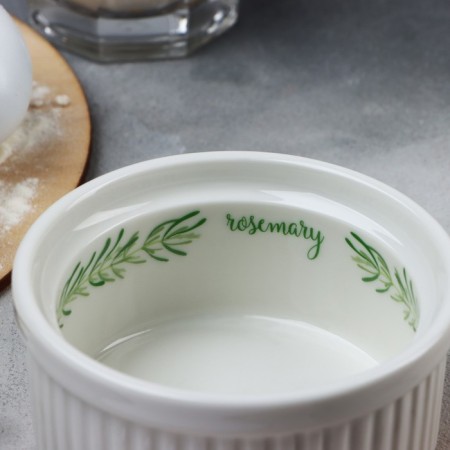 Ramekin ceramic "leaves", 9.5 x 4.5 cm, 200 ml, white color-3