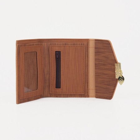 Women's wallet on the button, brown color-2