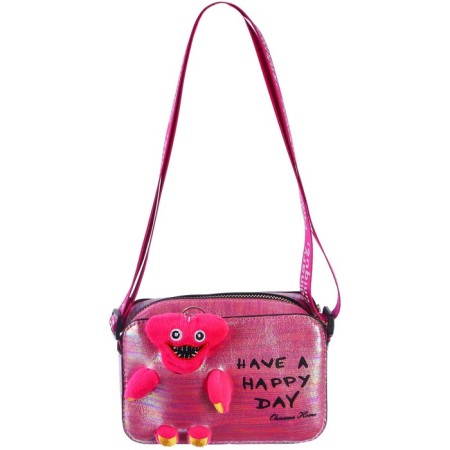 Children's bag with a zipper, 6x11x13 cm, adjustable belt, pink mix-1