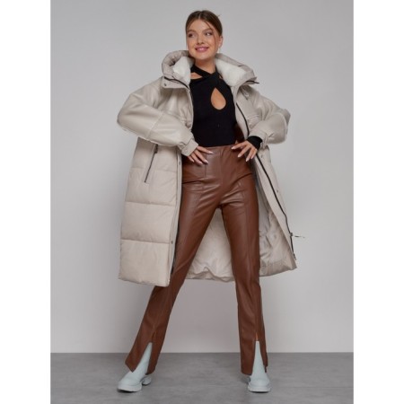 Coat insulated winter female, size 44, beige color-12