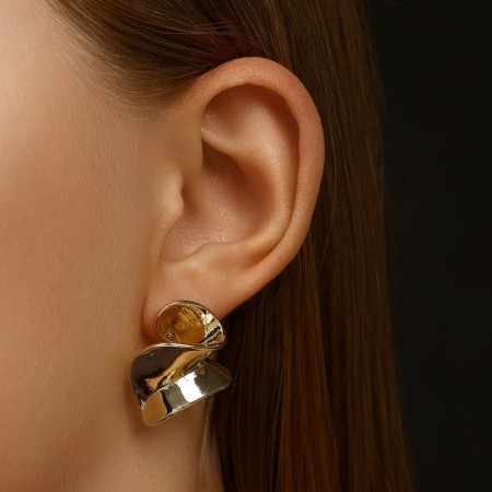 Earrings Metal "Modern" Distortion Mini, Color Gold-3