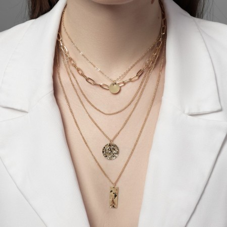 Piece "chain" three pendants, color gold, 70 cm-1