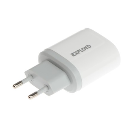 EXPLOYD EX-Z-1435, 2 USB, 2.4 A, Type-C cable, white-1