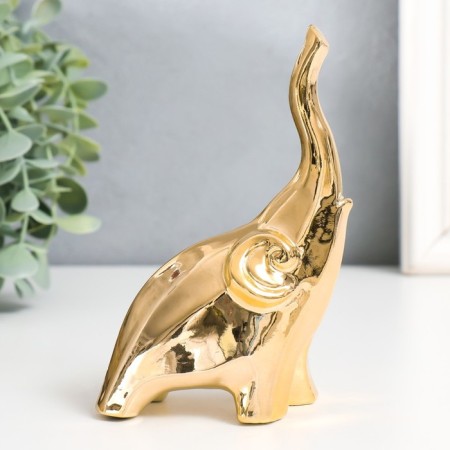 Souvenir Ceramics "Elephant - Dobrot up" Gold 8x5.3x14 cm-3