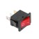 Red switch with backlight, 12 V, 15 A, 3 contacts, mini size