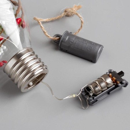 Christmas ball "spruce branch", batteries, 5 LED, white glow-3