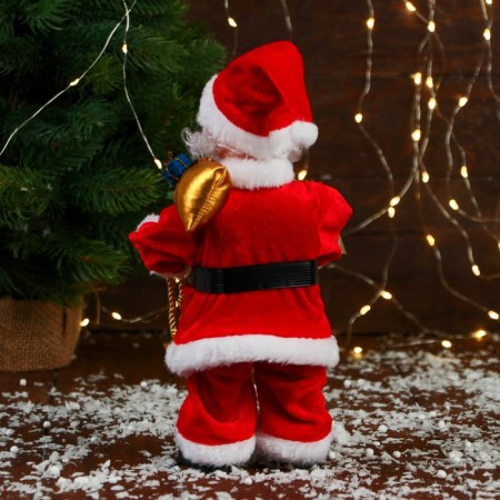 Santa Claus "Red fur coat, strap, with a flashlight" with backlight, moves, 27 cm-2
