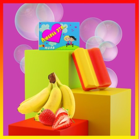 Soap "Love when...", banana and strawberries, figure, 40 g-1