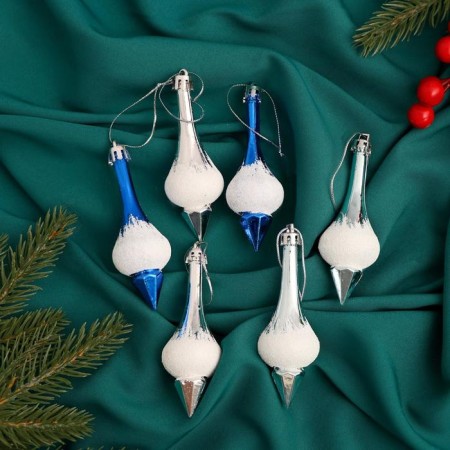 Jewelry decoration "Tsarist icicles" (set 6 pcs) 3.5x8.5 cm, mix