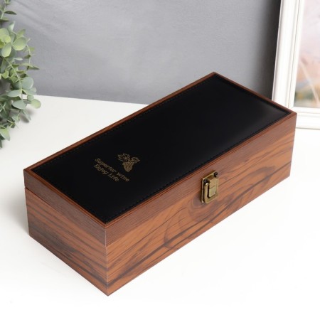 Casket wood, leatherette for a bottle "Grapes" 3 objects 35x11x15.5 cm-1