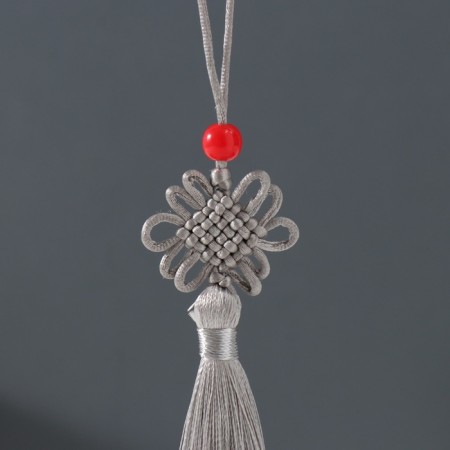 Suspension textiles, plastic "Knot of happiness and infinity" gray 8.5 cm-1