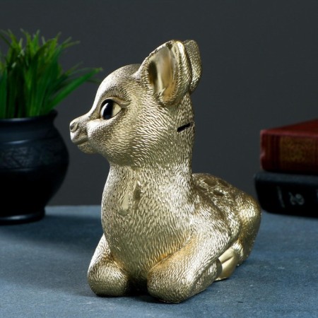 New Year's piggy bank "deer" gold 17x10x18cm-7