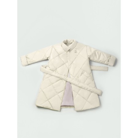 Пальто стёганое для девочек AmaroBaby TRENDY, рост 128-134 см, цвет молочный-16