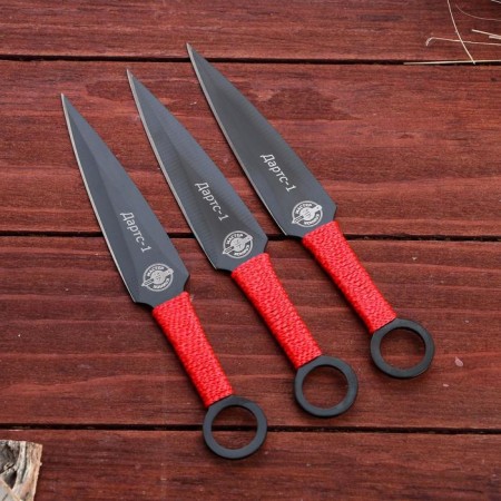 Set of throwing knives "darts -1" steel - 420, handle - winding cord, 3 pcs, 17 cm-1